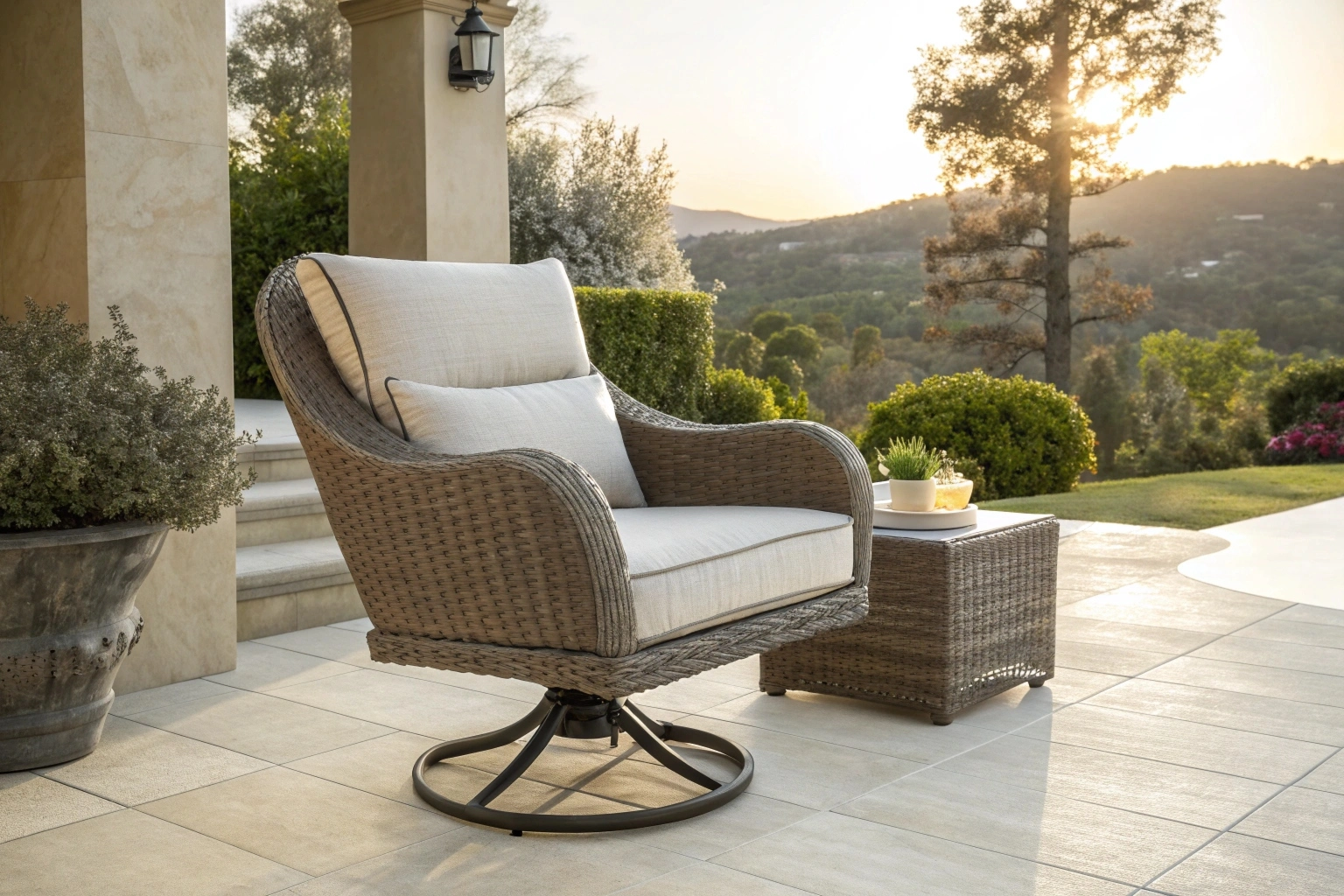 outdoor wicker swivel chairs