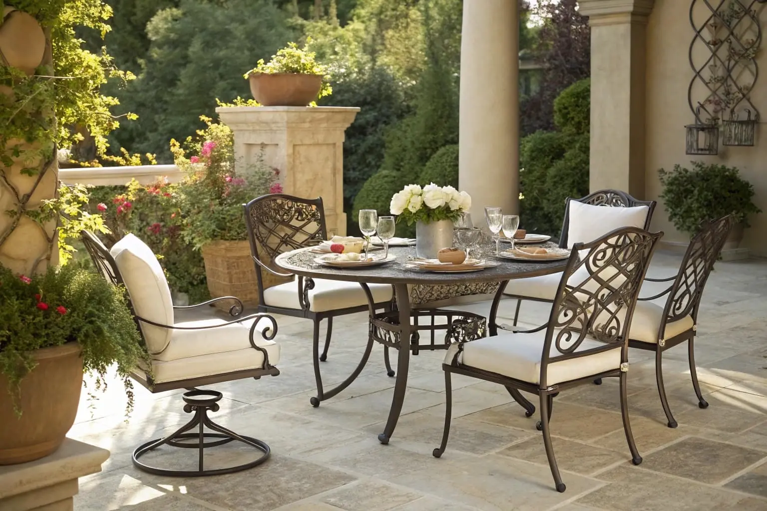 wrought iron garden table set
