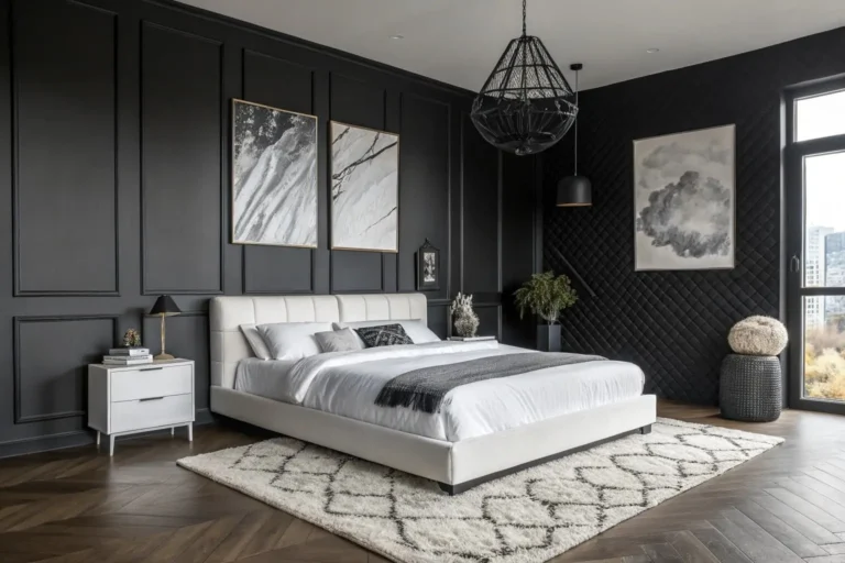 black and white bedroom decor