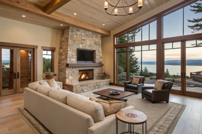 living room furniture layout with corner fireplace