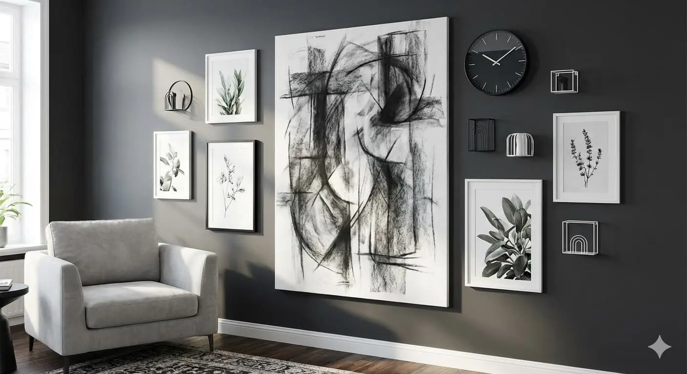 black and white wall decor