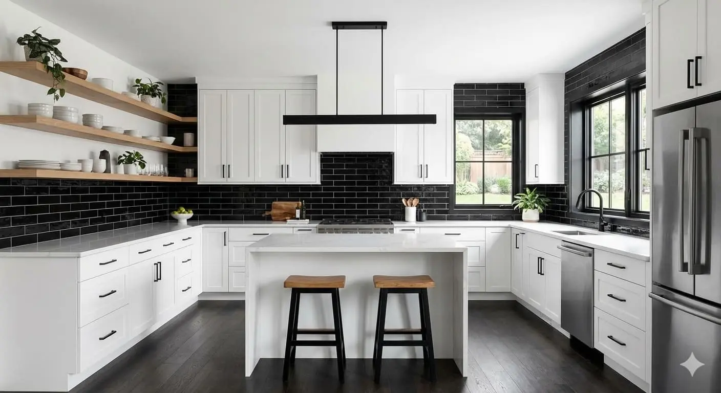black & white kitchen decor