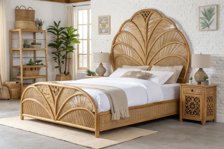 wicker queen bed frame