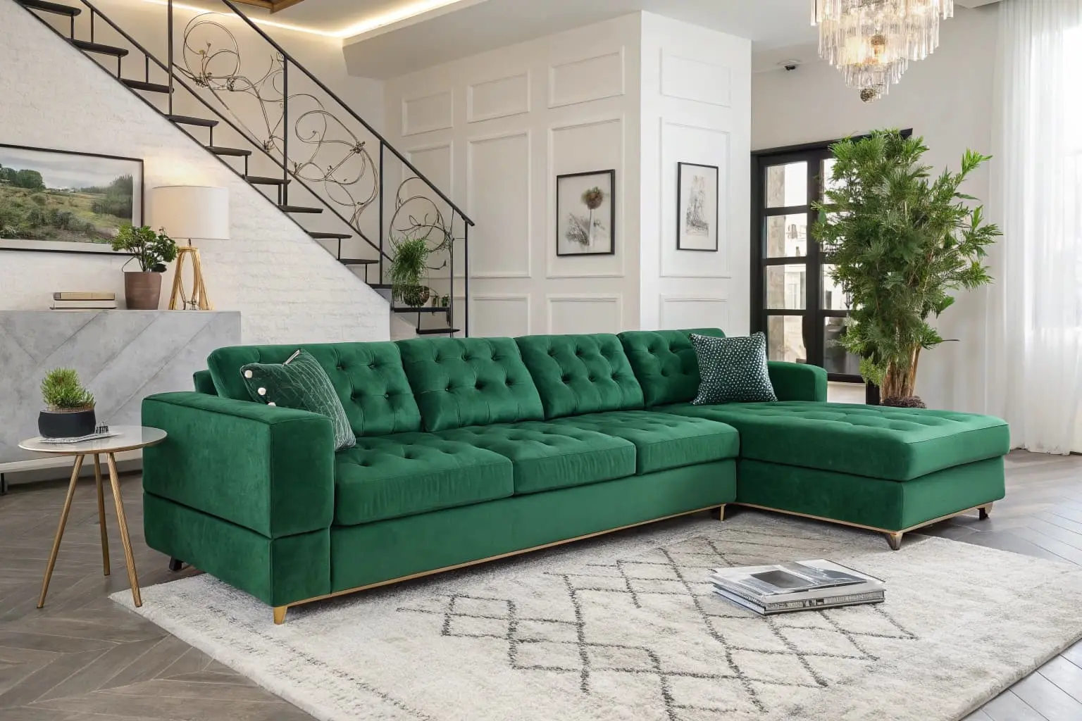 green sectional sofa