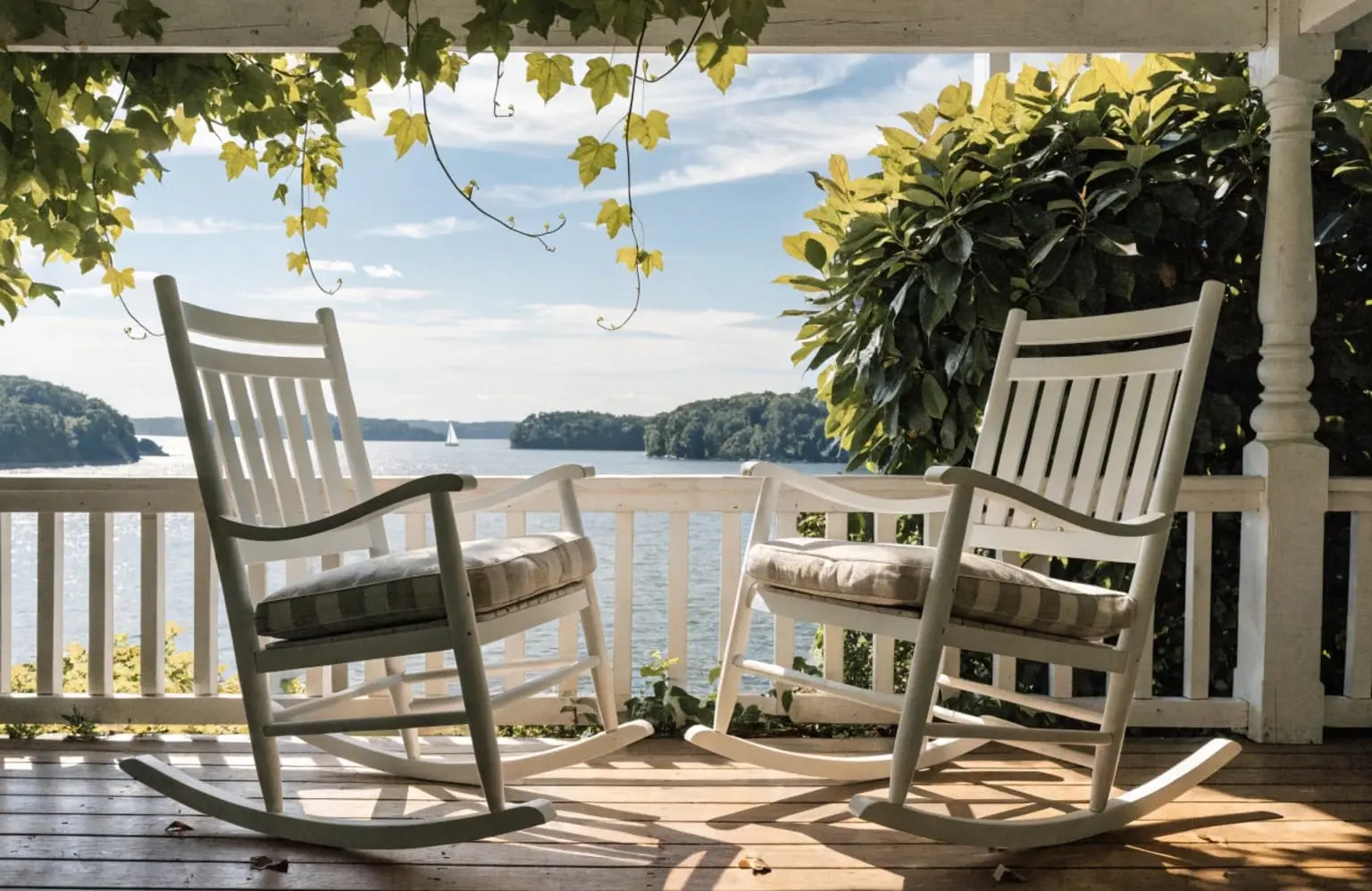 white rocking chairs